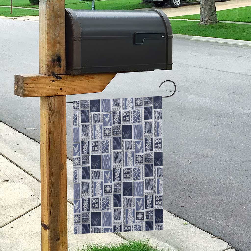 Vintage Aloha Block Quilt Garden Flag Blue Inspired Lei Motifs - Polynesian Pride