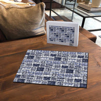 Vintage Aloha Block Quilt Puzzle Blue Inspired Lei Motifs - Polynesian Pride