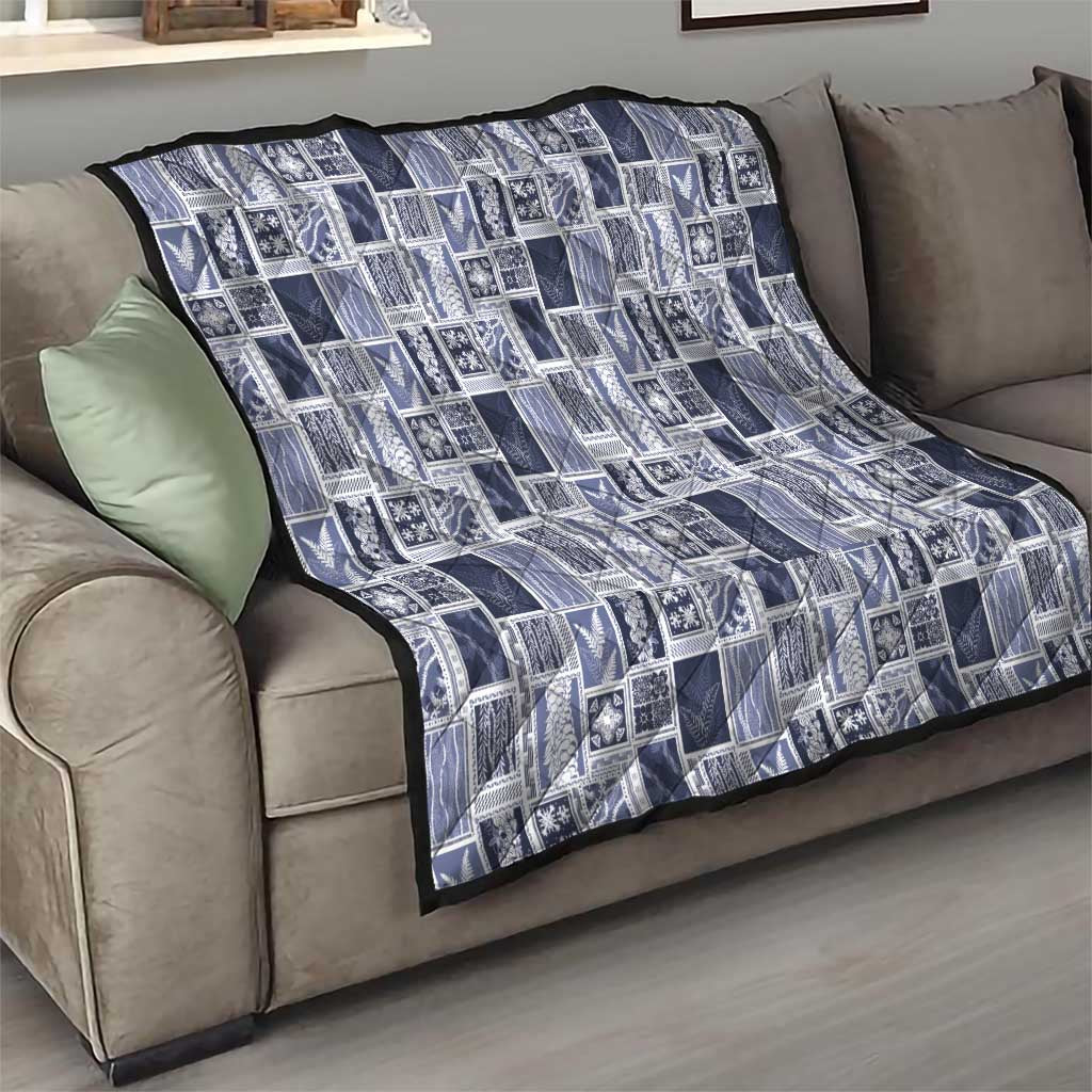 Vintage Aloha Block Quilt Quilt Blue Inspired Lei Motifs - Polynesian Pride