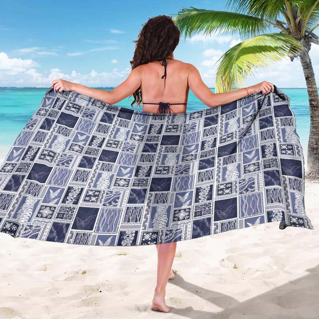 Vintage Aloha Block Quilt Sarong Blue Inspired Lei Motifs - Polynesian Pride