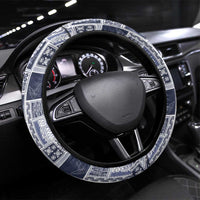 Vintage Aloha Block Quilt Steering Wheel Cover Blue Inspired Lei Motifs - Polynesian Pride