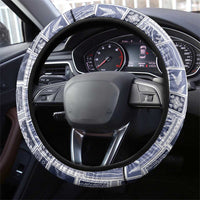 Vintage Aloha Block Quilt Steering Wheel Cover Blue Inspired Lei Motifs - Polynesian Pride