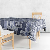 Vintage Aloha Block Quilt Tablecloth Blue Inspired Lei Motifs - Polynesian Pride