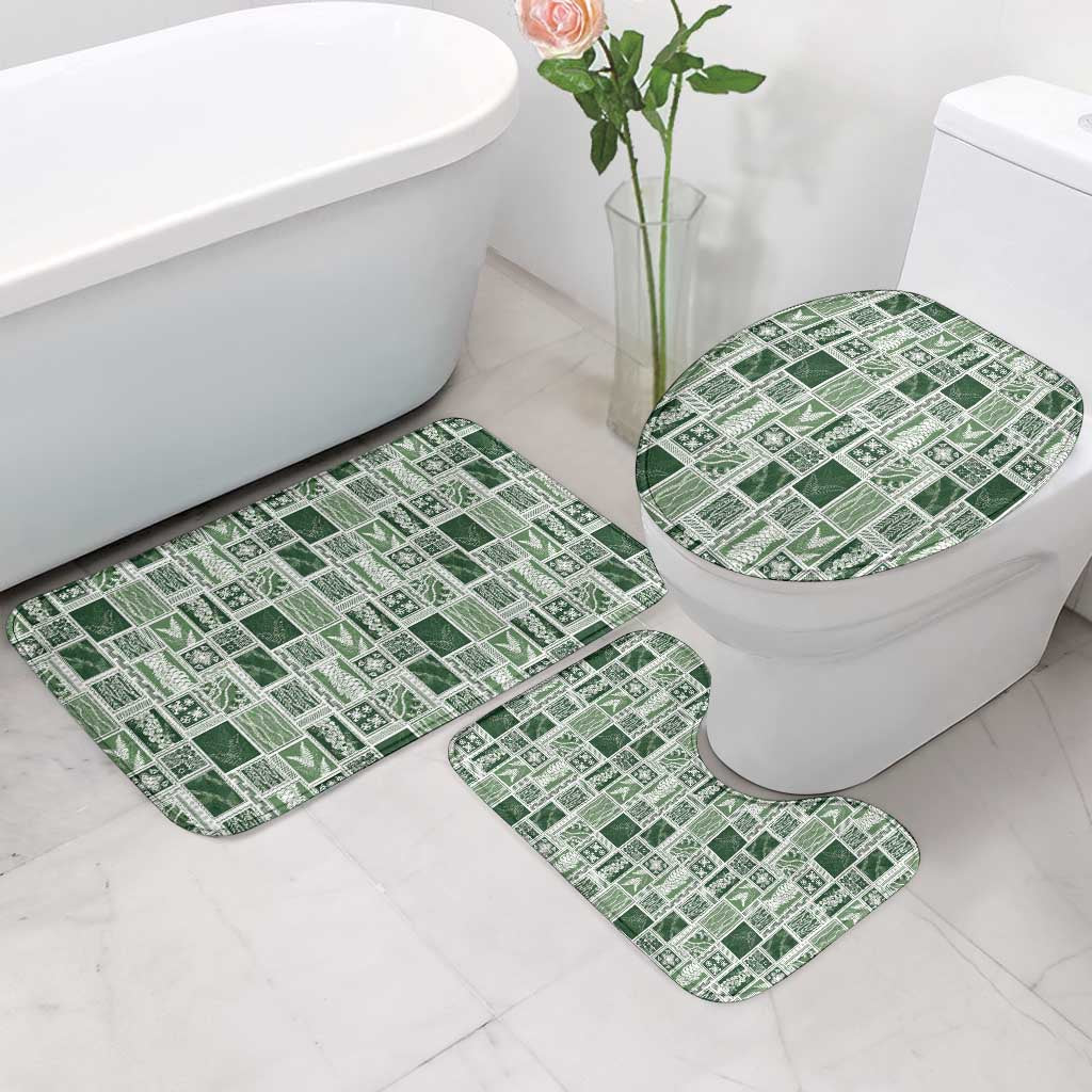 Vintage Aloha Block Quilt Bathroom Set Green Inspired Lei Motifs - Polynesian Pride