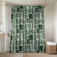 Vintage Aloha Block Quilt Bathroom Set Green Inspired Lei Motifs - Polynesian Pride