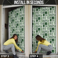 Vintage Aloha Block Quilt Door Cover Green Inspired Lei Motifs - Polynesian Pride