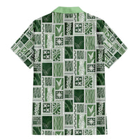 Vintage Aloha Block Quilt Family Matching Mermaid Dress and Hawaiian Shirt Green Inspired Lei Motifs - Polynesian Pride