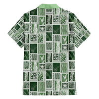 Vintage Aloha Block Quilt Family Matching Summer Maxi Dress and Hawaiian Shirt Green Inspired Lei Motifs - Polynesian Pride