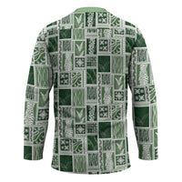 Vintage Aloha Block Quilt Hockey Jersey Green Inspired Lei Motifs - Polynesian Pride