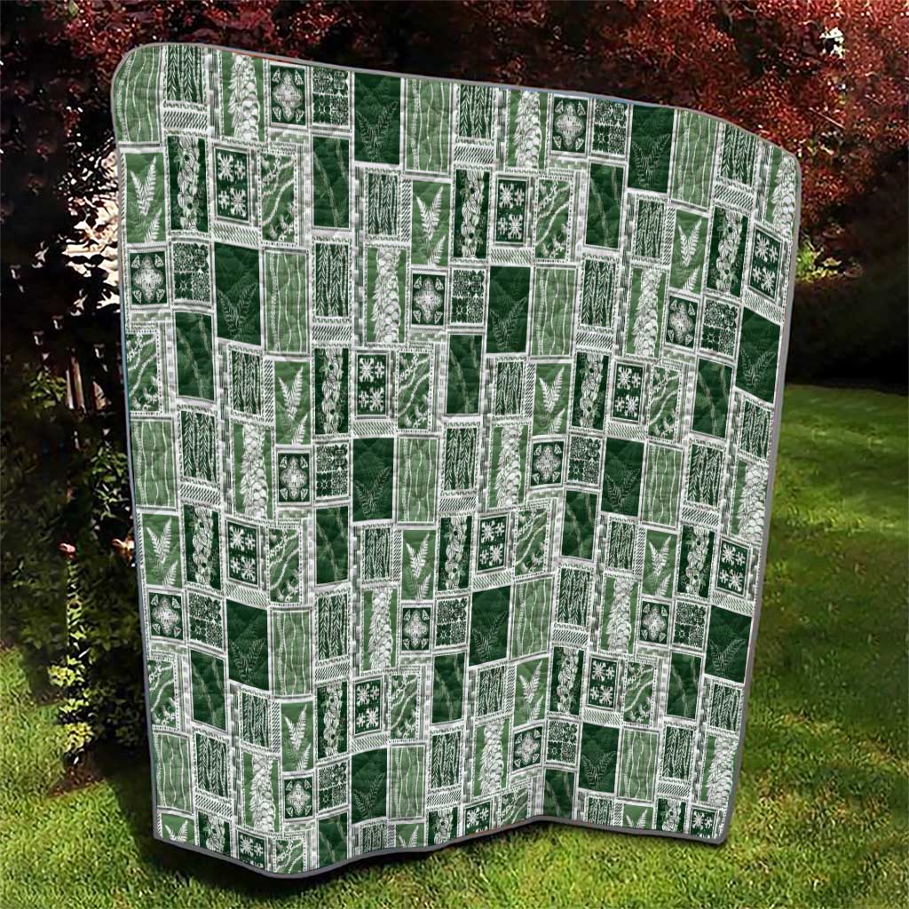 Vintage Aloha Block Quilt Quilt Green Inspired Lei Motifs - Polynesian Pride