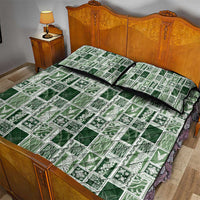 Vintage Aloha Block Quilt Quilt Bed Set Green Inspired Lei Motifs - Polynesian Pride