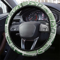 Vintage Aloha Block Quilt Steering Wheel Cover Green Inspired Lei Motifs - Polynesian Pride
