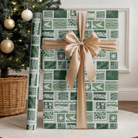 Vintage Aloha Block Quilt Wrapping Paper Green Inspired Lei Motifs - Polynesian Pride