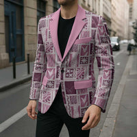 Vintage Aloha Block Quilt Blazer Pink Inspired Lei Motifs - Polynesian Pride