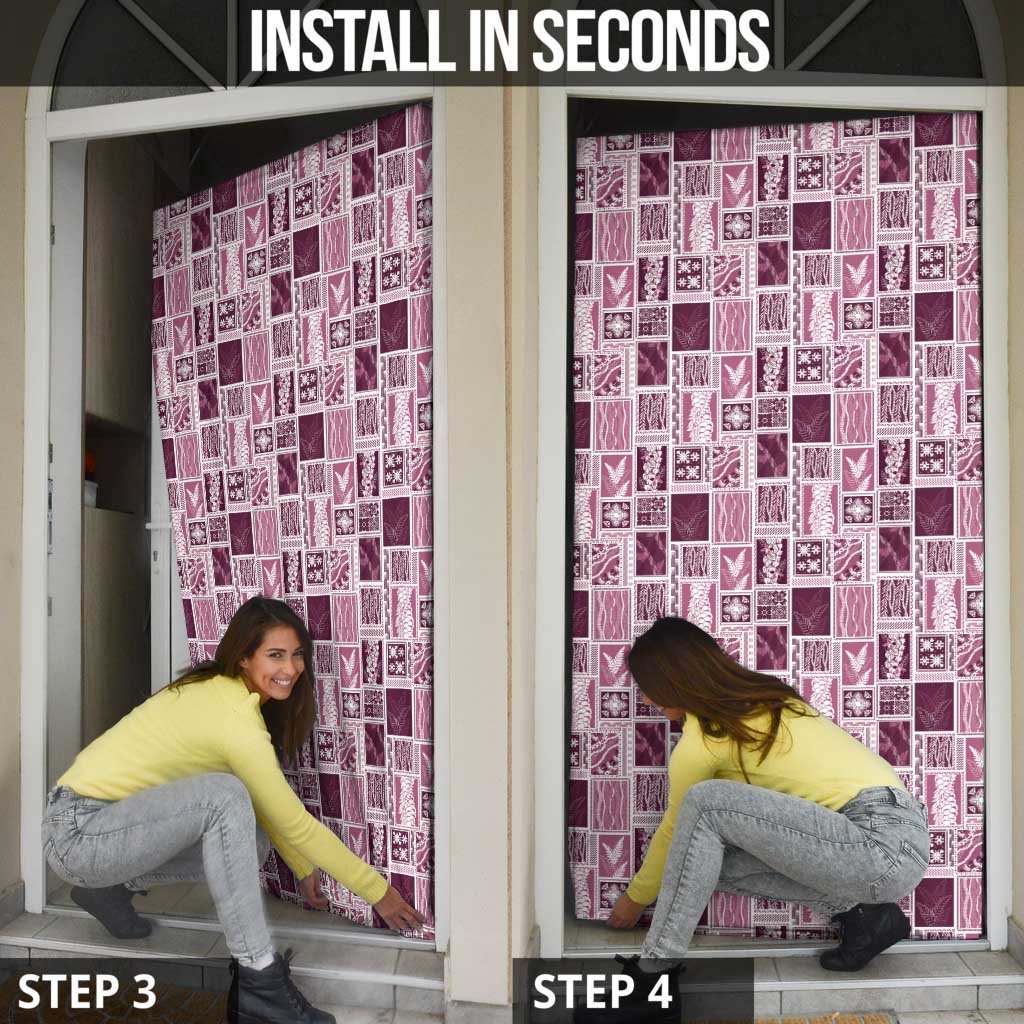 Vintage Aloha Block Quilt Door Cover Pink Inspired Lei Motifs - Polynesian Pride