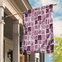 Vintage Aloha Block Quilt Garden Flag Pink Inspired Lei Motifs - Polynesian Pride