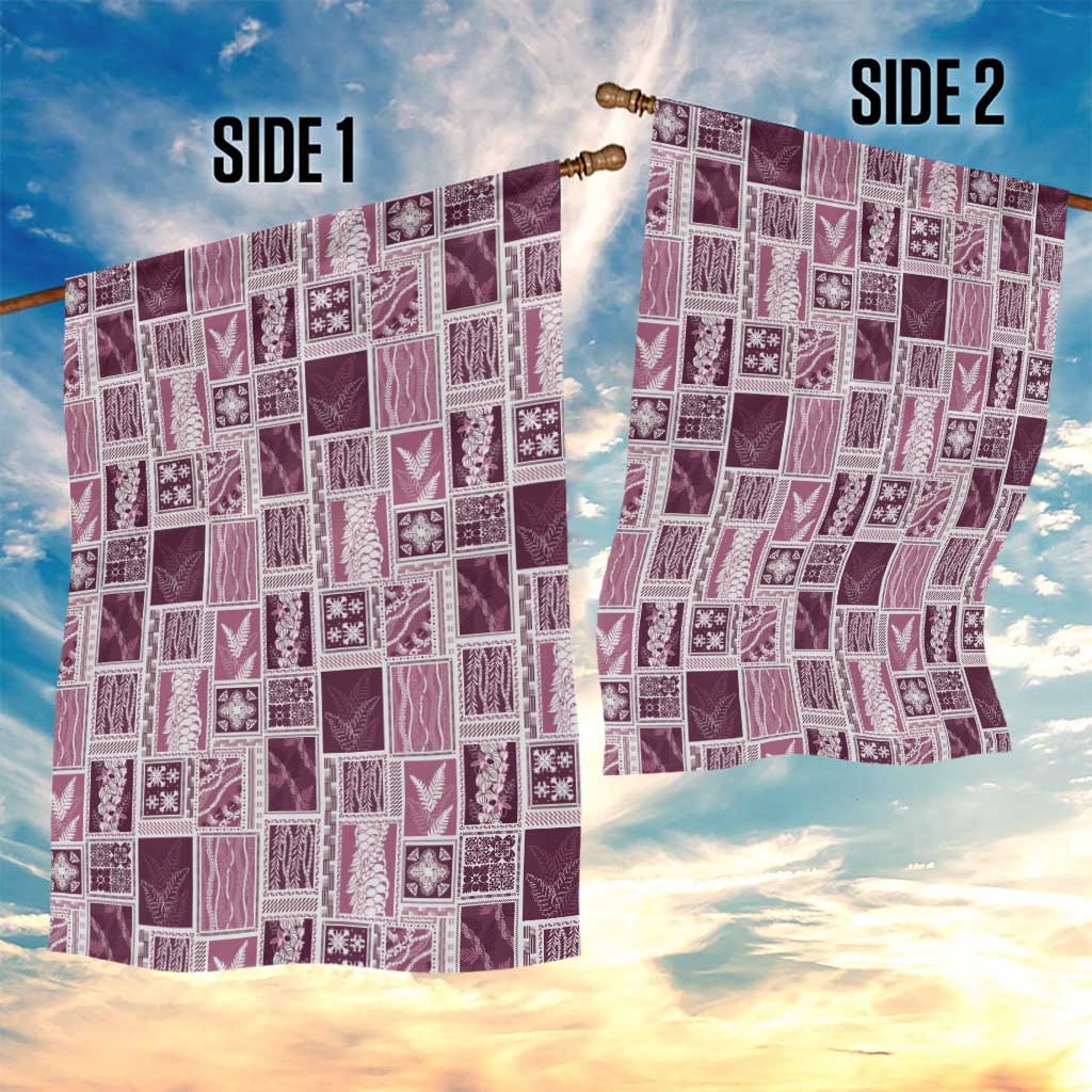 Vintage Aloha Block Quilt Garden Flag Pink Inspired Lei Motifs - Polynesian Pride