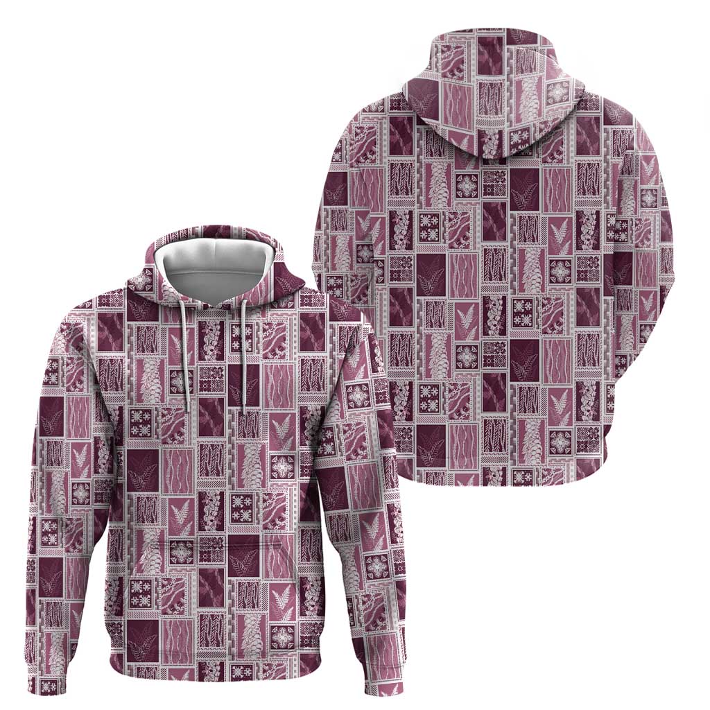Vintage Aloha Block Quilt Hoodie Pink Inspired Lei Motifs - Polynesian Pride