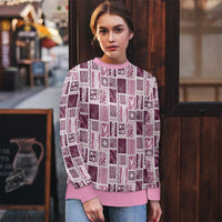 Vintage Aloha Block Quilt Ugly Christmas Sweater Pink Inspired Lei Motifs - Polynesian Pride