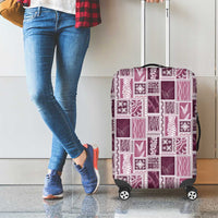 Vintage Aloha Block Quilt Luggage Cover Pink Inspired Lei Motifs - Polynesian Pride