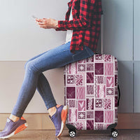 Vintage Aloha Block Quilt Luggage Cover Pink Inspired Lei Motifs - Polynesian Pride