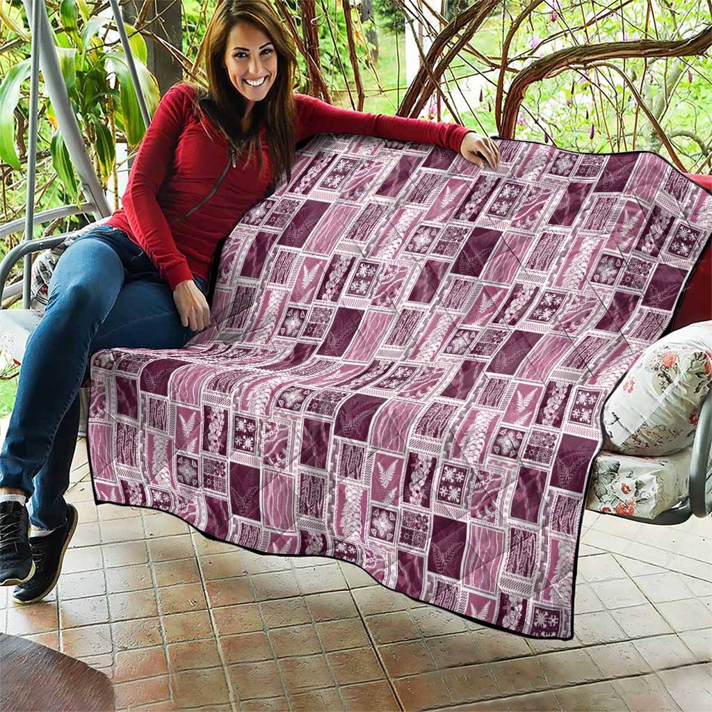 Vintage Aloha Block Quilt Quilt Pink Inspired Lei Motifs - Polynesian Pride
