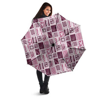 Vintage Aloha Block Quilt Umbrella Pink Inspired Lei Motifs - Polynesian Pride