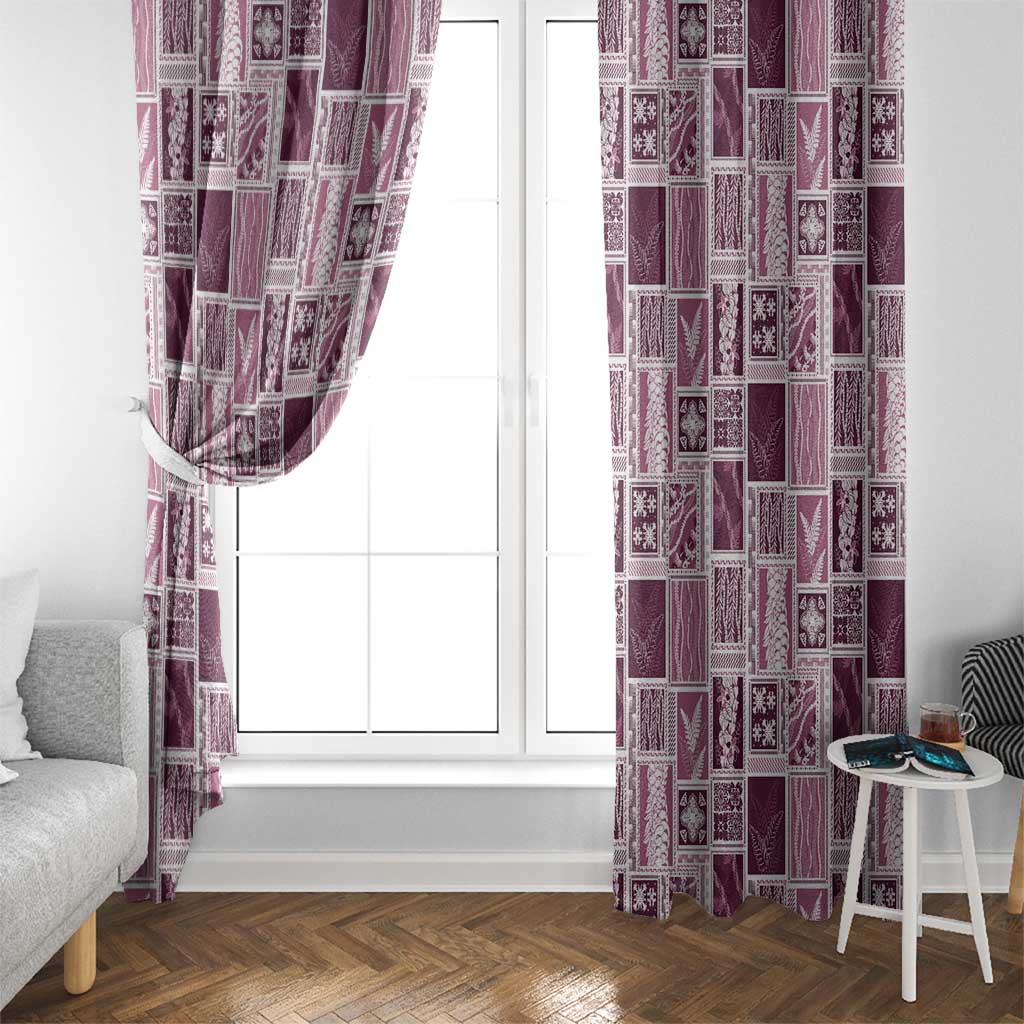 Vintage Aloha Block Quilt Window Curtain Pink Inspired Lei Motifs - Polynesian Pride