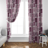 Vintage Aloha Block Quilt Window Curtain Pink Inspired Lei Motifs - Polynesian Pride