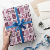 Vintage Aloha Block Quilt Wrapping Paper Pink Inspired Lei Motifs - Polynesian Pride