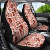 Vintage Aloha Block Quilt Car Seat Cover Red Inspired Lei Motifs - Polynesian Pride