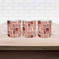 Vintage Aloha Block Quilt Ceramic Mug Red Inspired Lei Motifs - Polynesian Pride