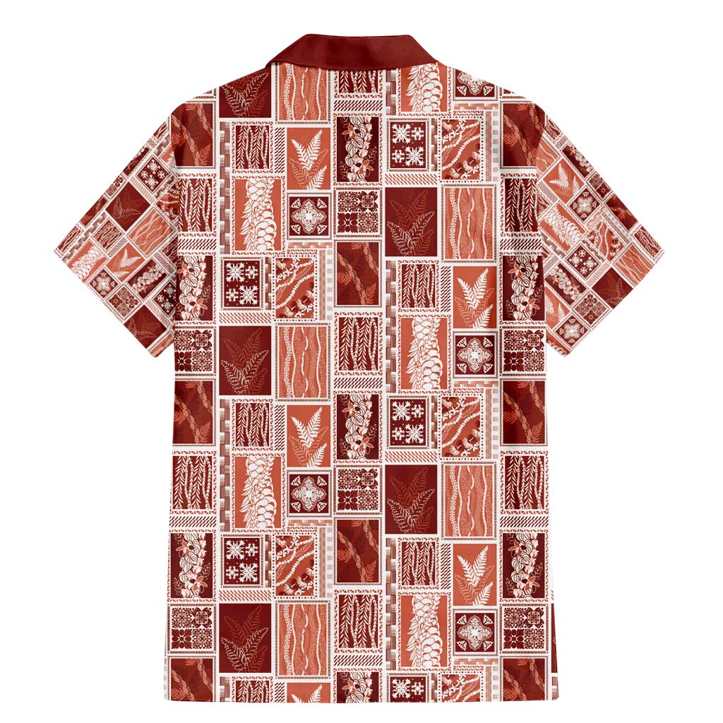 Vintage Aloha Block Quilt Family Matching Mermaid Dress and Hawaiian Shirt Red Inspired Lei Motifs - Polynesian Pride