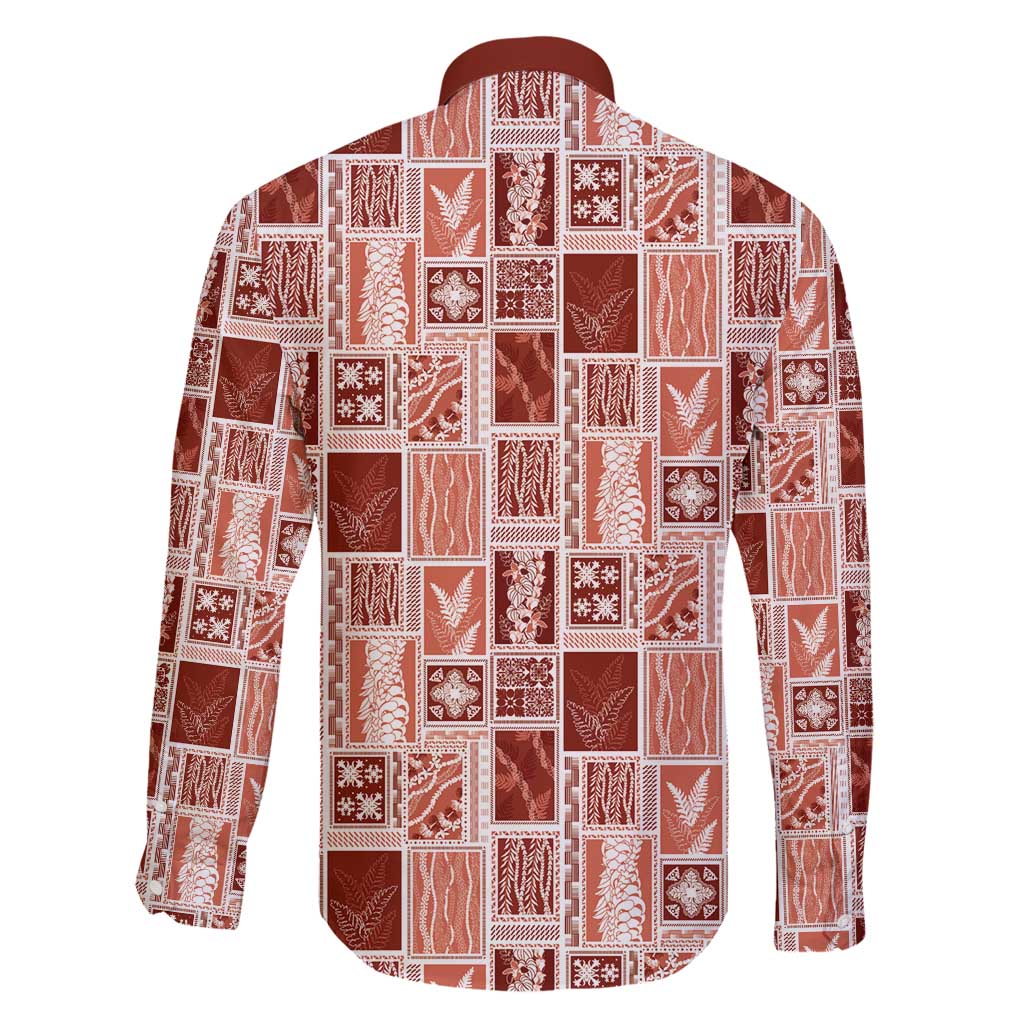 Vintage Aloha Block Quilt Family Matching Puletasi and Hawaiian Shirt Red Inspired Lei Motifs - Polynesian Pride