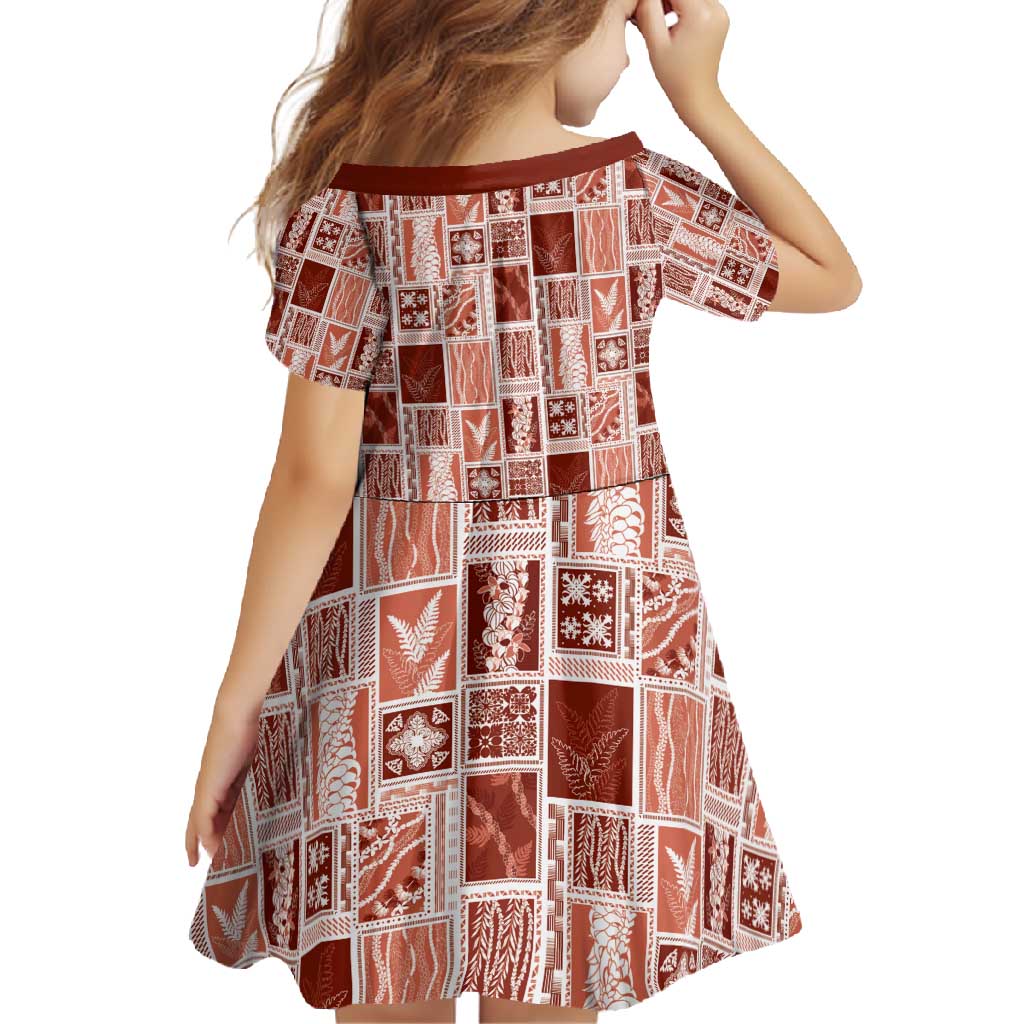 Vintage Aloha Block Quilt Family Matching Summer Maxi Dress and Hawaiian Shirt Red Inspired Lei Motifs - Polynesian Pride