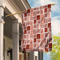 Vintage Aloha Block Quilt Garden Flag Red Inspired Lei Motifs - Polynesian Pride