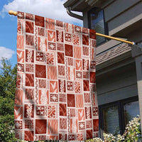 Vintage Aloha Block Quilt Garden Flag Red Inspired Lei Motifs - Polynesian Pride