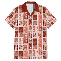 Vintage Aloha Block Quilt Hawaiian Shirt Red Inspired Lei Motifs - Polynesian Pride