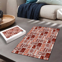 Vintage Aloha Block Quilt Puzzle Red Inspired Lei Motifs - Polynesian Pride