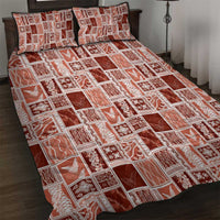 Vintage Aloha Block Quilt Quilt Bed Set Red Inspired Lei Motifs - Polynesian Pride