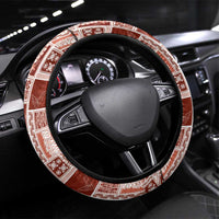Vintage Aloha Block Quilt Steering Wheel Cover Red Inspired Lei Motifs - Polynesian Pride