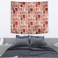 Vintage Aloha Block Quilt Tapestry Red Inspired Lei Motifs - Polynesian Pride