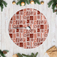 Vintage Aloha Block Quilt Tree Skirt Red Inspired Lei Motifs - Polynesian Pride