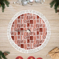 Vintage Aloha Block Quilt Tree Skirt Red Inspired Lei Motifs - Polynesian Pride