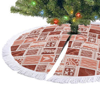 Vintage Aloha Block Quilt Tree Skirt Red Inspired Lei Motifs - Polynesian Pride