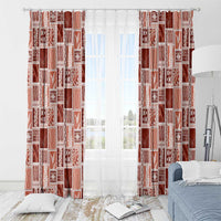 Vintage Aloha Block Quilt Window Curtain Red Inspired Lei Motifs - Polynesian Pride