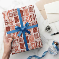 Vintage Aloha Block Quilt Wrapping Paper Red Inspired Lei Motifs - Polynesian Pride