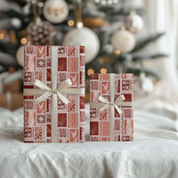 Vintage Aloha Block Quilt Wrapping Paper Red Inspired Lei Motifs - Polynesian Pride