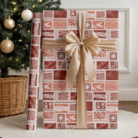 Vintage Aloha Block Quilt Wrapping Paper Red Inspired Lei Motifs - Polynesian Pride