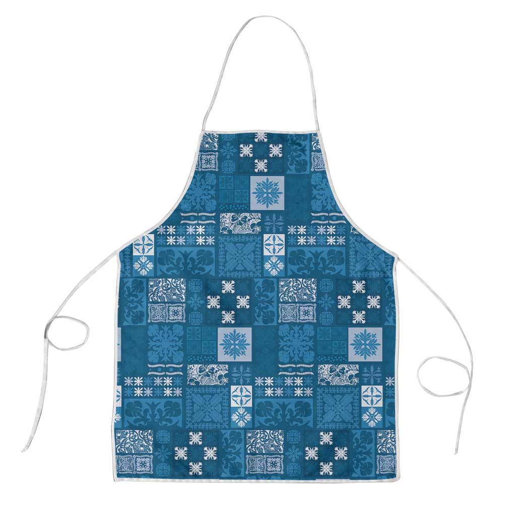 Vintage Hawaiian Quilting Patterns Apron Blue Style Tribal Fabric Patchwork - Polynesian Pride